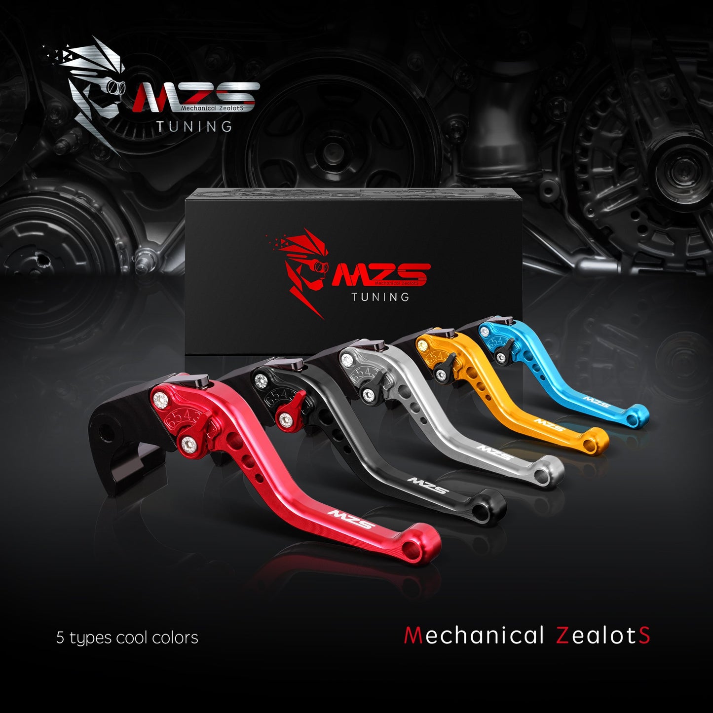 MZS Black Motorcycle Brake Clutch Levers Short